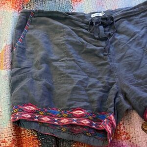 Johnny Was Dark Gray Embroidered Women's Cargo Shorts